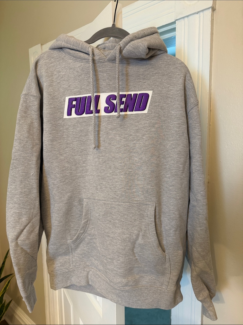 Grey Hoodie with Purple "FULL SEND" Logo - Men's Pullover